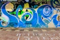 Urban grafitti art. Landscape with graffiti. Vandalism and urban culture.