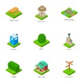 Urban greenery icons set, isometric style Royalty Free Stock Photo