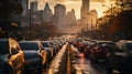 Urban Gridlock: Battling Traffic Congestion in the Economic Center Royalty Free Stock Photo