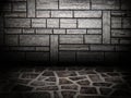 Urban Grunge Abstract Interior Brick and Stone Wall Stage Background Texture Royalty Free Stock Photo