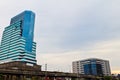 Urban high-rise building in the evening. Royalty Free Stock Photo