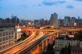 Urban highway overpass at dusk Royalty Free Stock Photo