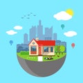 Urban home earth concept. Vector illustration