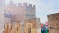 Time-worn Serranos Towers walls rise above Valencia city, Spain