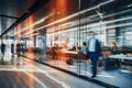 Urban Hustle: Blurred Silhouettes of People in Motion Indoors - office, school, university, shopping mall or public place Royalty Free Stock Photo