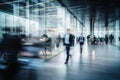 Urban Hustle: Blurred Silhouettes of People in Motion Indoors - office, school, university, shopping mall or public place Royalty Free Stock Photo