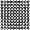 100 urban icons set black circle Royalty Free Stock Photo