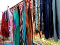 Urban indian women scarf stall roadside
