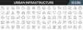 Urban infrastructure line icons collection. Big UI icon set in a flat design. Thin outline icons pack. Vector illustration EPS10
