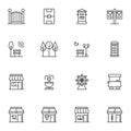 Urban infrastructure line icons set