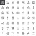 Urban infrastructure line icons set