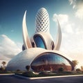 Urban innovation, a striking 3d render of a futuristic structure