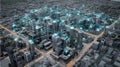 Urban IoT Sensor Network Visualization with Citywide Digital Connectivity, Data Exchange, and Scalable Smart City Royalty Free Stock Photo