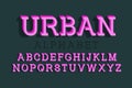 Urban isolated english alphabet. Vibrant 3d letters font