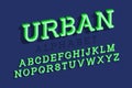 Urban isolated english alphabet. Vibrant volumetric letters font