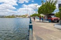 Urban lagoon in the interior of Brazil on a sunny day with aquatic birds