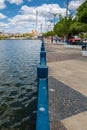 Urban lagoon in the interior of Brazil on a sunny day with aquatic birds