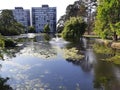 Urban lake and apartments buildings Royalty Free Stock Photo