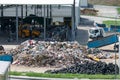 Urban landfill built under the program Environment with a grant from the European Union. Waste treatment plant depot. Royalty Free Stock Photo