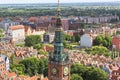 Urban landscape, aerial view of the old city, tower of Town Hall, Gdansk, Poland Royalty Free Stock Photo