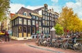 Urban landscape in Amsterdam Netherlands panorama street