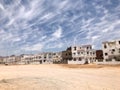 The urban landscape of beautiful white stone houses is Arab Islamic Islamic for ordinary citizens, townspeople in the desert again Royalty Free Stock Photo