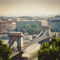 Urban landscape of Budapest city. Chain bridge.