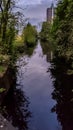 Urban landscape: canal at dusk in The Hague Den Haag, The Netherlands Royalty Free Stock Photo