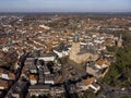 Urban landscape with church seen from above