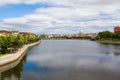 Urban landscape of the city of Mirandela in the north of Portugal. Panoramic view of the banks of the river Tua with the tradition Royalty Free Stock Photo