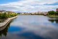 Urban landscape of the city of Mirandela in the north of Portugal. Panoramic view of the banks of the river Tua with the tradition Royalty Free Stock Photo