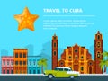 Urban landscape of cuba. Different historical symbols and landmarks