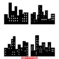 Urban Landscape Diverse City Buildings Vector Silhouettes for Skyline Designs Royalty Free Stock Photo
