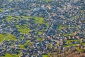 Aerial view urban landscape at spring