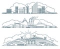 Urban landscape linear icons set Royalty Free Stock Photo