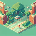 Urban landscape made of pixels. Generative AI