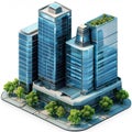 Urban Landscape: Modern Commercial Buildings in City Skyline. Iconic buildings