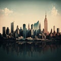 Urban landscape of New York City as seen from a distance. AI