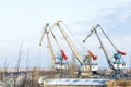 The urban landscape of the port city with views of the river. The view from the top.