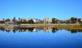 Urban landscape. September day on the banks of the Angara river. The City Of Irkutsk. Russia. Eastern Siberia. Fisherman.