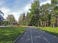 Urban landscape street sidewalk and road trees Royalty Free Stock Photo