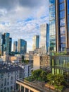 The urban landscape of Warsaw, with its tall, modern buildings, beautiful architecture, glass, mirrors, reflections of the blue Royalty Free Stock Photo