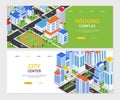 Urban landscapes - set of colorful isometric web banners Royalty Free Stock Photo