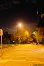 Urban lantern illuminated road and parking area