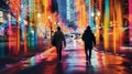 Urban life: busy city street, rush hour time, motion, people, blur, abstract light, city life, bokeh Royalty Free Stock Photo