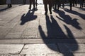 Urban life concept, people shadows on streets Royalty Free Stock Photo