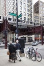 Urban life at The Loop in downtown Chicago