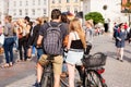 Urban life. People Walking In A Big City Street