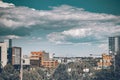 Urban lifestyle in the Denver city of Colorado state. Downtown district on a sunny day with beautiful sky. Amazing buildings in Royalty Free Stock Photo