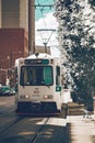 Urban lifestyle in the Denver city of Colorado state. Downtown district on a sunny day with beautiful sky. Amazing buildings in Royalty Free Stock Photo